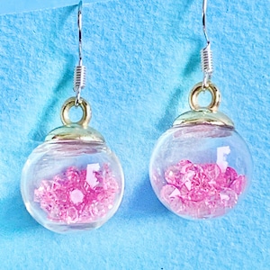 Mame Organic motif Glass Earrings clear Ball Glass