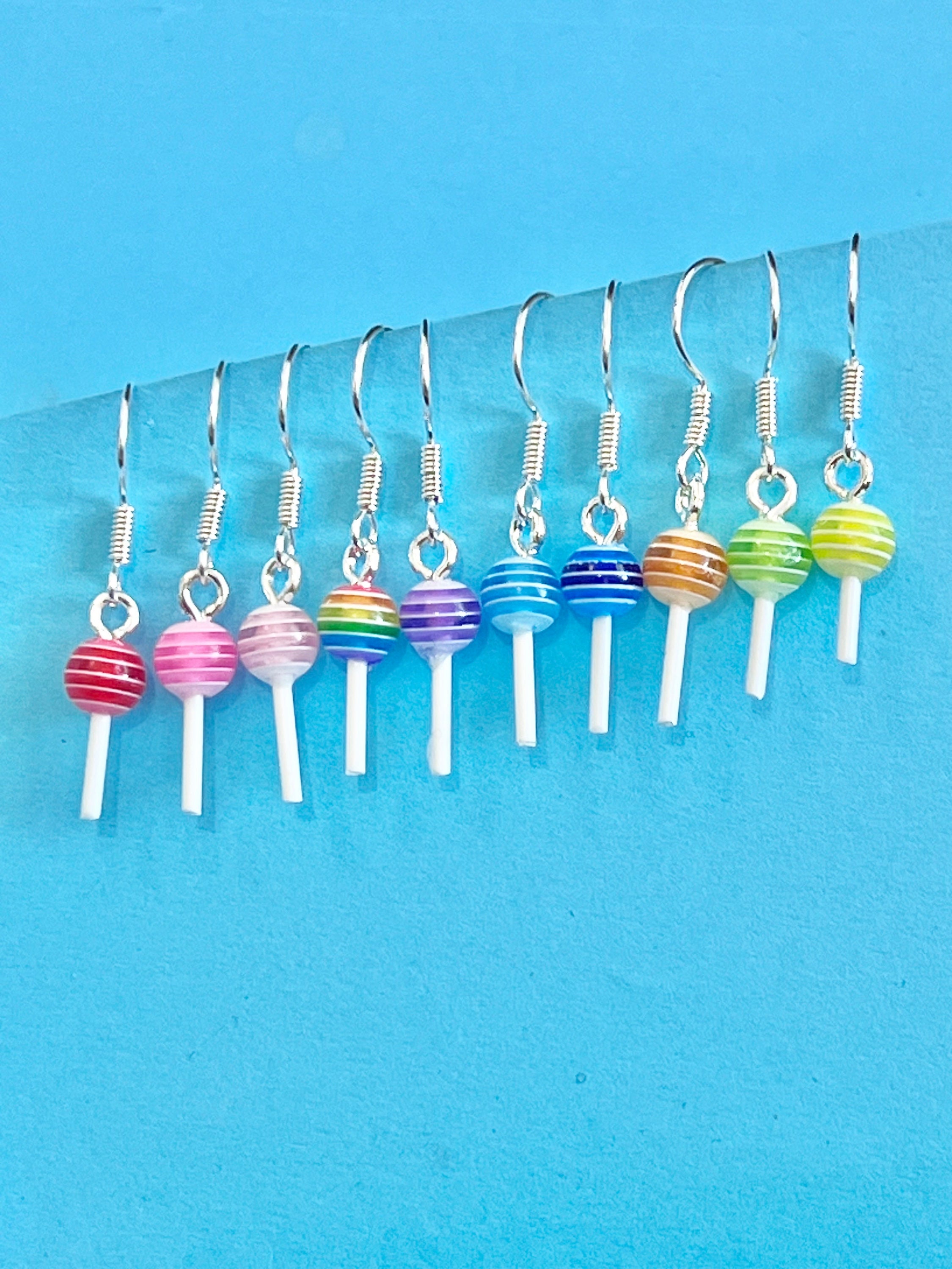 Striped mini lollipop earrings∴ Mini Lollipop Earrings - Etsy