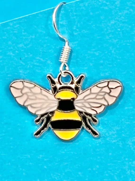 Bumble Bee Dangle Earrings Funky Fun Dainty Delicate and Quirky Earrings Etsy UK