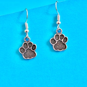 Dog paw print dangle earrings cute, dainty and adorable!