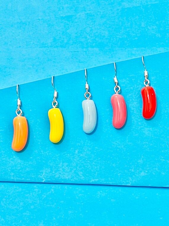 Bean Jelly Torpedo Dangle Earrings Super Cute Quirky Fun Etsy