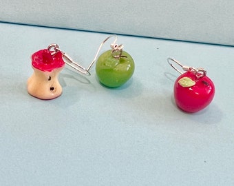 Apple dangle earrings, Fruit Earrings, Fun Earrings, Funky Earrings