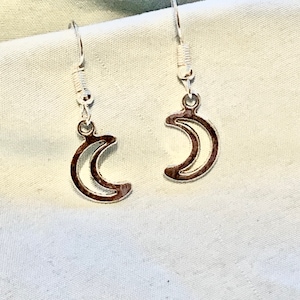 Moon dangler earrings, cute, dainty and delicate