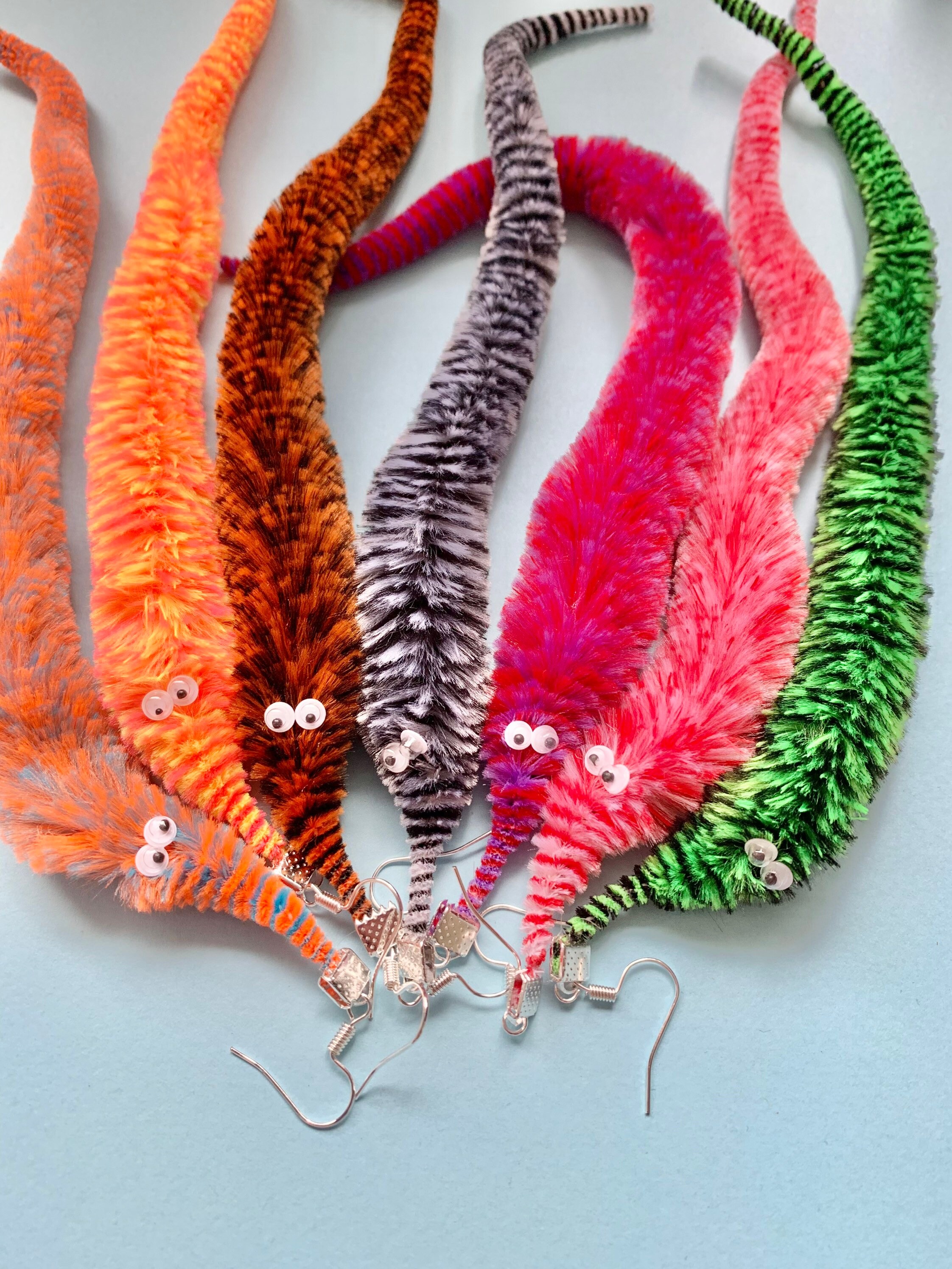 Worm on a String Dangler Earrings Fun Funky Original and Etsy UK