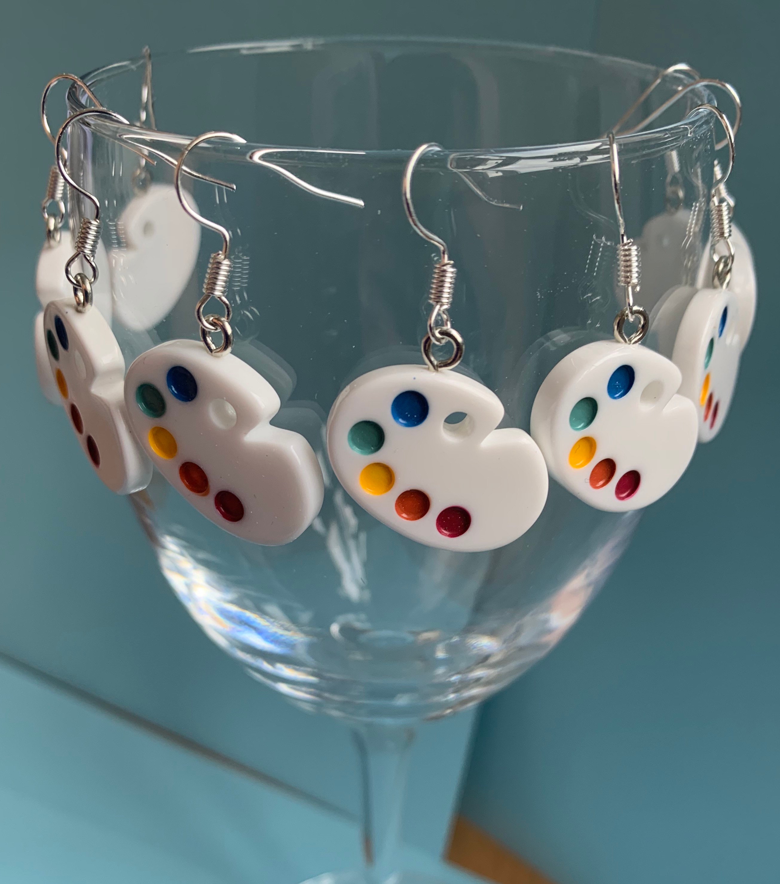 Paint palette painters artists dangle Earrings Funky Etsy