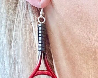 Orecchini Pendenti A Racchetta Da Tennis In Acciaio Inox - Gioielli Sportivi Per Appassionati, Regalo Originale - 4