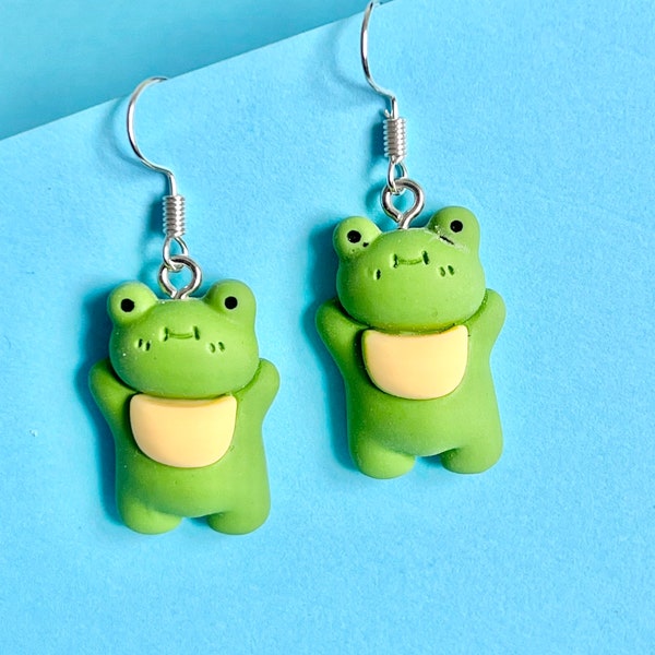 Pendientes Fiona the Frog, divertidos y funky, pendientes colgantes