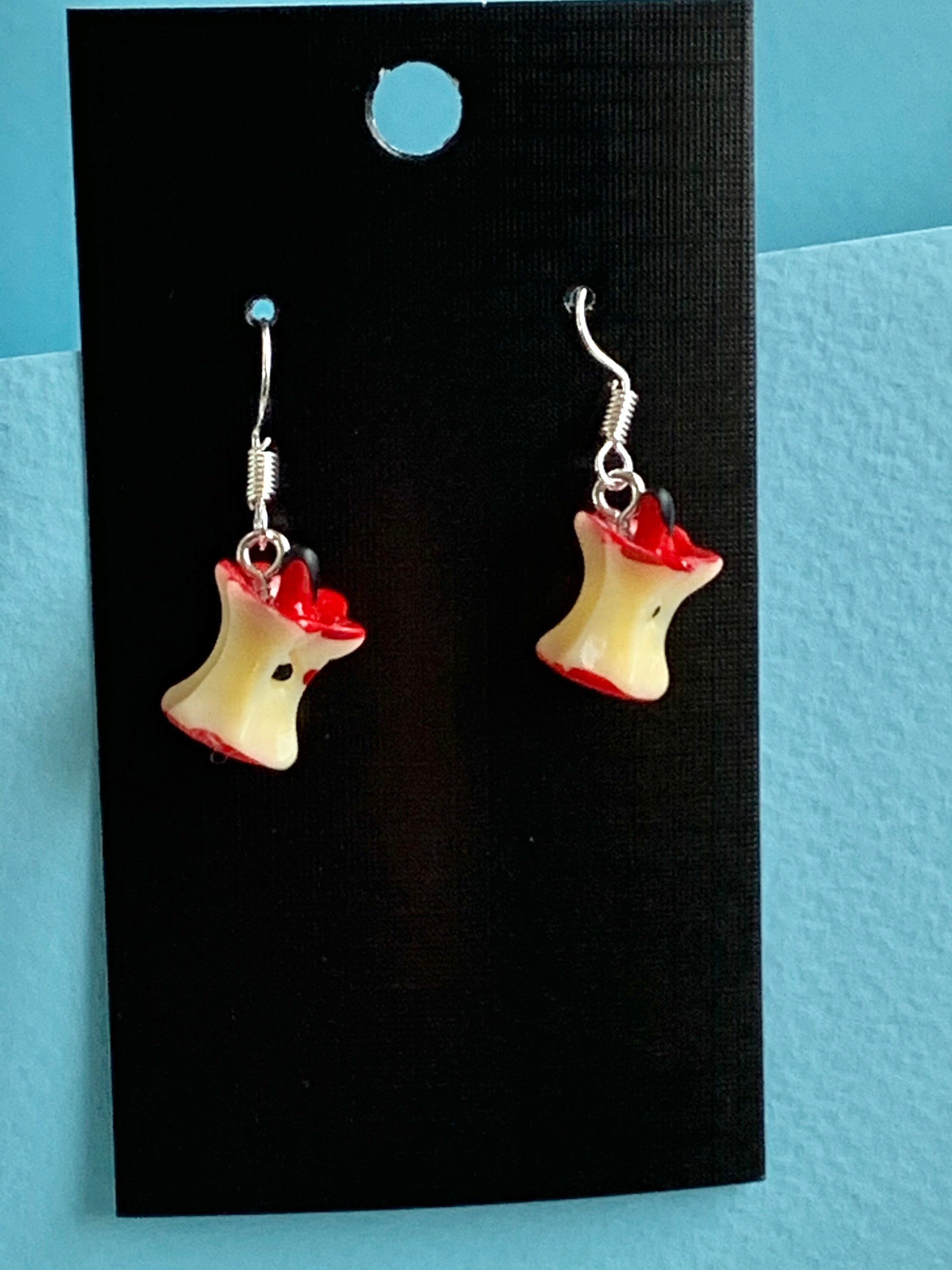 Apple Core dangle earrings quirky jewellery funky and fun Etsy