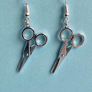 Scissor, dressmaking, hairdresser, sewing dangler earrings Fun and Funky Bespoke earrings handmade in the UK