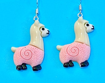 Llama Alpaca farm yard dangle earrings Quirky, Funky and Fun Animal Earrings #zoo