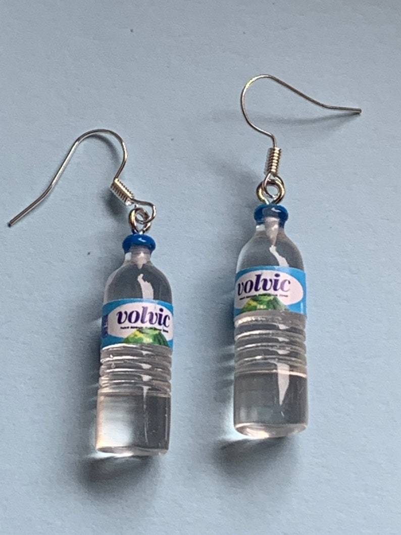Evian/Volvic water bottle dangle earrings Funky Earrings Etsy
