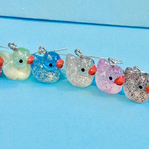 Glitter Duck 'Hook a Duck' Dangle Earrings, Funky, Fun, Quirky Super Cute and original, Retro