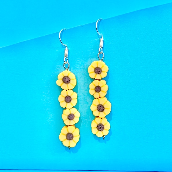 Sunflower cute, Dangler Earrings, Funky, Quirky Earrings, Bespoke Earrings, Fun Earrings, UK Earrings