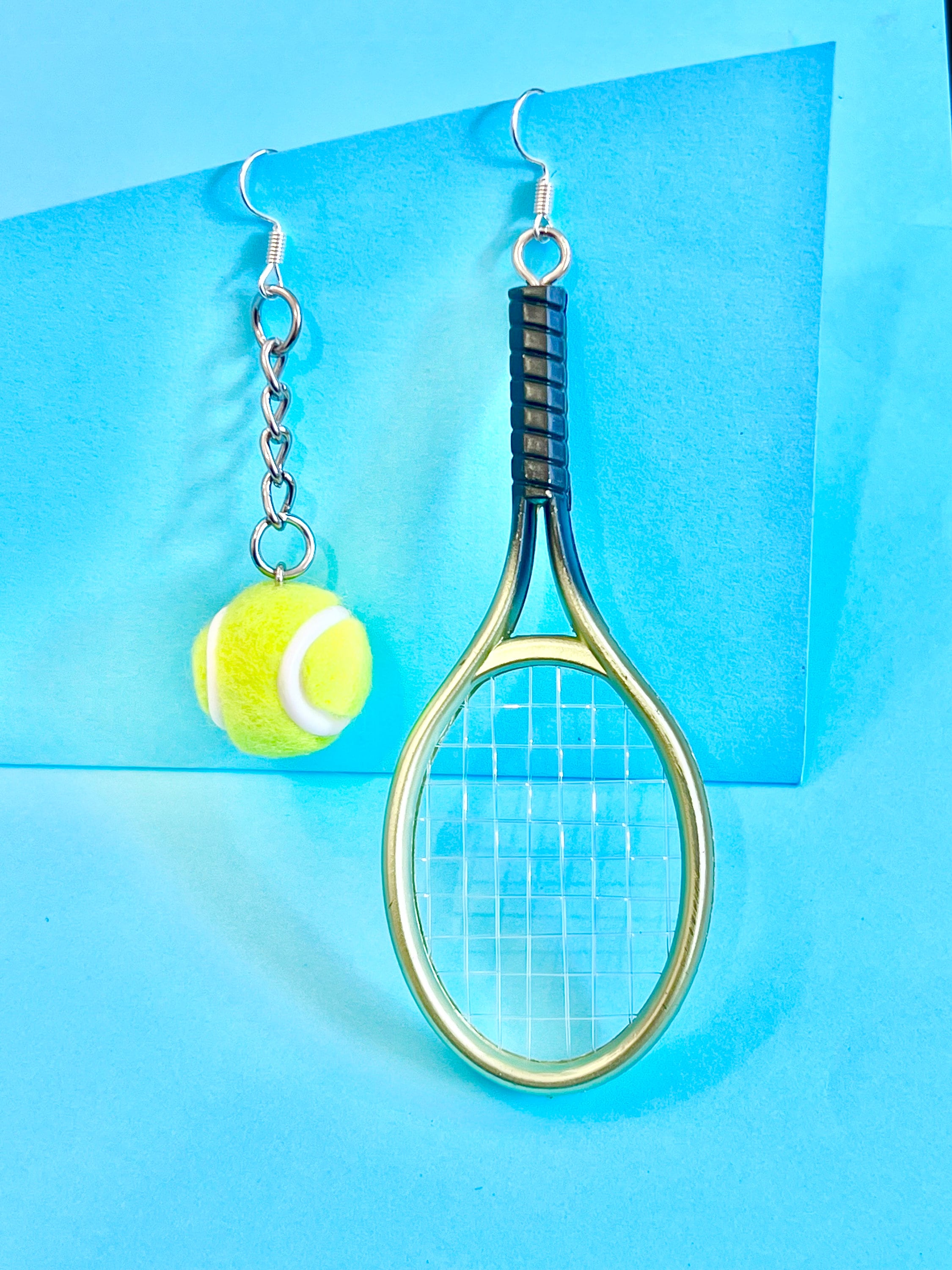 Raqueta de tenis y pelota cuelgan Pendiente diversión