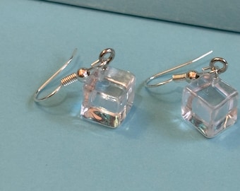 Ice Cube Dangle Earrings: Drink/Cocktail Earrings