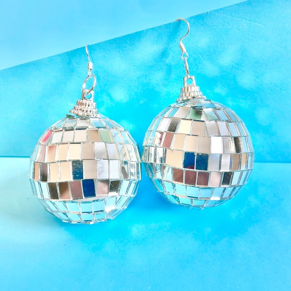 Disco Ball LARGE dangle earrings, #RETRO, Funky, Fun, Cute and quirky, Party earrings