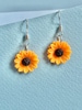 Sunflower Mini Sun Flower, Dangler Earrings, Yellow/Orange Funky, Quirky, Bespoke Earrings, Fun Earrings, UK Earrings, Necklace and Keyring 