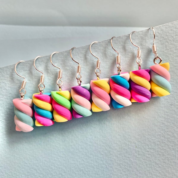 Marshmallow Fat dangle Earrings, delicate, UK earrings, Sweetie/candy earrings, Funky, Quirky Earrings, Bespoke Earrings, Fun Earrings