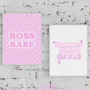 Boss Babe Print For Girls Bedroom,Women Empowerment Print,Pink Wall Print,Sassy Quote Print,Fun Slogan Print,Home Decor For Her-A5/A4/A3