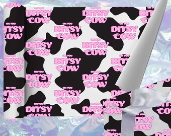 Ditsy Cow Print Gift Wrap for her Uk,Girls Animal Print Birthday Gift Wrap,Gift Wrap for Best Friend,Wrapping Paper Sheets, Pink Gift Wrap