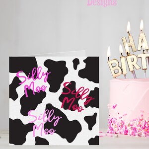 Carte d'anniversaire idiote à motif vache pour elle Royaume-Uni, vache, animal, citation, citation, animal, carte, pour, meilleur ami, soeur, petite amie, rose,/rouge
