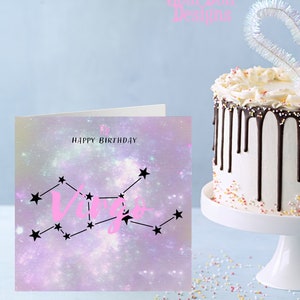 Jungfrau Sternzeichen Geburtstag Karte, Jungfrau Horoskop Konstellation Druck, Astrologie Jungfrau Sternzeichen Karten für beste Freunde Geburtstag Ihn/Sie