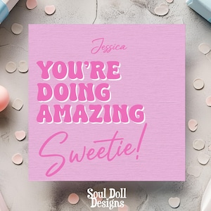 Gefeliciteerd kaart voor haar Bestie-kaart, felicitatiekaart voor beste vriend, gepersonaliseerd roze nieuwe baan, promotie, nieuw huis: je doet het geweldig lieverd