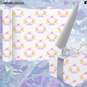 Banana Gun Print Geschenkverpackung, Obst Bananen Geschenkpapier und Geschenkanhänger für sie Großbritannien, besonderer Freund, Bestie, Töchter, Freundinnen Geburtstag - Pink