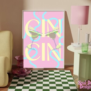Cin Cin マルガリータ カクテル プリント、ホーム デコレーション ウォール アート プリント、ピンクのトレンディなプリント、寝室、リビングルーム、キッチン カクテル ポスター、親友へのギフト