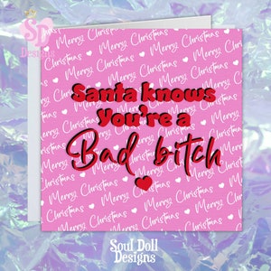 Bad bitch kerstkaart voor haar, Merry Christmas-vrienden, kerstkaart voor bestie, speciale vriendenkaart, beste vriend kerstkaart, kerstkaart