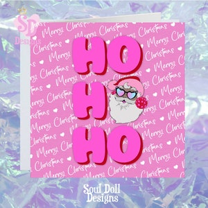 Carte de Noël boule disco rose, cartes de Noël noires, Père Noël, carte de Noël Bestie, carte ami spécial, carte de Noël meilleur ami - HO HO HO