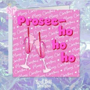 Carte de Noël rose pour elle, Joyeux amis de Noël, Carte de Noël Bestie, Carte ami spécial, Carte de Noël meilleur ami, Prosec- HO HO HO