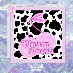 Cartão de aniversário bomba cereja rosa para amiga, cartão de feliz aniversário para ela, cartão de aniversário para melhor amiga, cartão de aniversário de melhor amigo, cartão de aniversário retrô