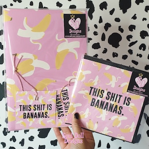 Deze shit is bananen... Verjaardagskaart voor haar UK, Pink Bananas Card, Banana Fruit print, Funny Birthday card for Friend, Bestie, Sister