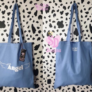Women&#39;s Cotton Tote Bag UK,Sassy Slogan Tote Bag,Angel Halo and Wings,Reusable Bag,Streetwear Fashion Bag,Empowering quotes,Gift for her