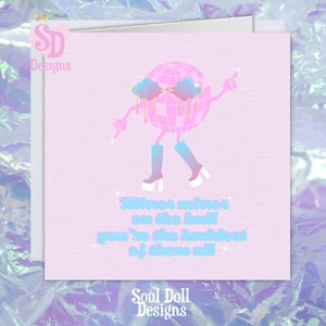 Rosa Disco Ball tanzen Königin Geburtstagskarte für Freund, Geburtstagskarte für Bestie, Let's Boogie Beste Freundin Geburtstagskarte, Geburtstagskarte Babe