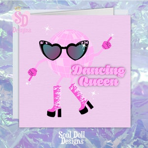 Pinke Geburtstagskarte Disco Ball Dancing Queen für beste Freundin, Geburtstagskarte für Bestie, Let's boogie Beste Freundin Geburtstagskarte, Babe Geburtstagskarte