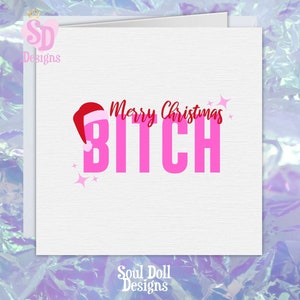 Buon Natale stronza, biglietto di Natale rosa per lei nel Regno Unito, biglietto di auguri di Natale impertinente, biglietto di Natale maleducato per la migliore amica, biglietto di Natale per la migliore amica