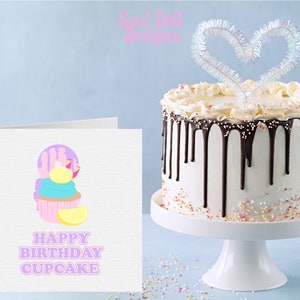 Carte de cupcake de joyeux anniversaire pour elle au Royaume-Uni, imprimé citron, carte de fruits au citron mignonne, carte d'anniversaire amusante pour filles pour le meilleur ami, la meilleure amie, la petite amie, la sœur