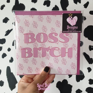 Pinke Geburtstagskarte mit Dollar-Schein Boss Bitch für Sie, Beste Freundin Geburtstagskarte, Beste Freundin, Geschenk für Sie, Freche Geburtstagskarte