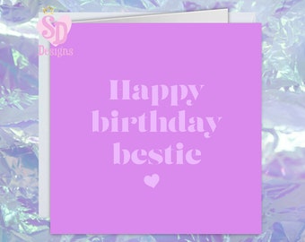 Carte de joyeux anniversaire bestie pour son Royaume-Uni, carte d'anniversaire mignonne de meilleur ami, carte d'anniversaire colorée, carte spéciale d'ami, cadeaux pour des amis