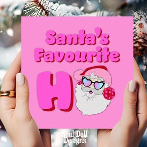 Biglietto di Natale preferito da Babbo Natale rosa per la migliore amica/migliore amica, biglietto di Natale da cattiva stronza, biglietto di festa festivo, biglietto di Natale maleducato e divertente per lei