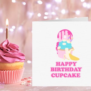 Carte de petit gâteau de joyeux anniversaire pour son Royaume-Uni, impression banane, carte banane, carte d’anniversaire amusante mignonne pour filles pour le meilleur ami, meilleure amie, petite amie, sœur