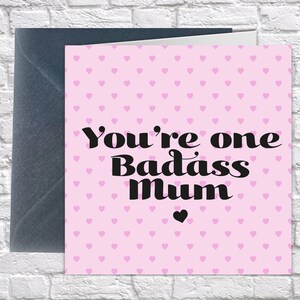 Ihre A Badass Mama - spezielle Muttertagskarten Uk, Muttertagsgeschenk, Mutter Tochter, Mutter Sohn, beste Mama & Danke, Zitat Grußkarten