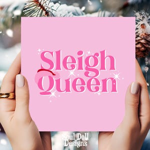 Biglietto di Natale con la regina della slitta rosa per la migliore amica/migliore amica, biglietto di Natale da cattiva stronza, biglietto di festa festivo, biglietto di Natale divertente per lei, energia da cattiva stronza