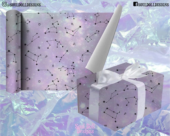 Zodiac Horoscope Sign Gift Wrapping Paper UK, Cute Girly Wrapping Sheets for Packaging Birthday Gifts, High Quality A3+100GSM Matte Paper