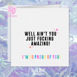 Eres increíble, estoy muy orgulloso de tu tarjeta, tarjeta de positividad, tarjeta de arcoíris de felicitaciones, tarjeta de amor propio, tarjeta para tu mejor amiga, tarjeta de amistad