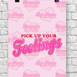 Haal je gevoelens op Illustratie Print, A5 A4 A3 Home Decor Wall Art For Girls Bedroom Empowering Quote Poster, Sassy Quotes Pink Love