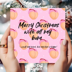 Carte de Noël drôle de joyeux Noël avec tous mes fesses pour lui petit ami/finance/mari, carte de Noël petit ami grossier, carte de Noël pêche et cul