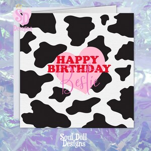 Alles Gute zum Geburtstag Bestie Karte für sie UK,Tier Print Karte,Kuh Print Karte,Leopard Print Karte,Schlangen Print Karte,Zebra Print Karte,Bester Freund Karte